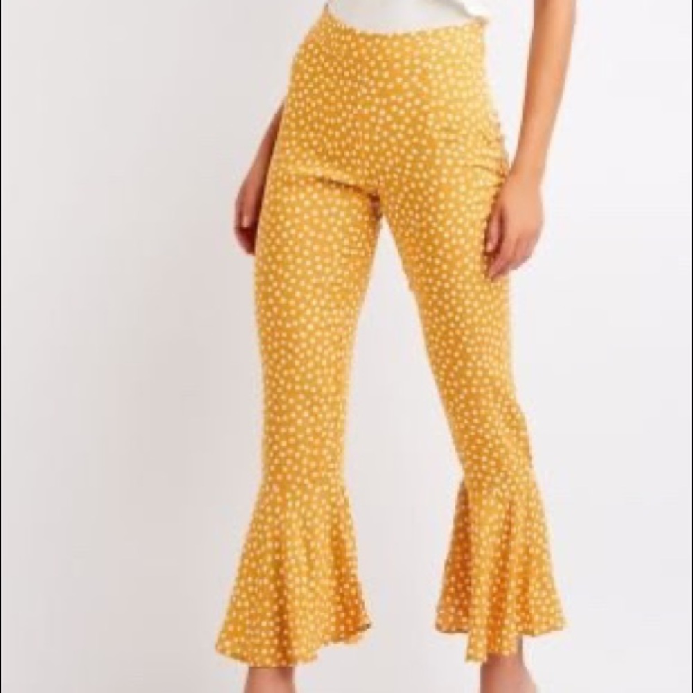 Charlotte Russe Yellow Polka Dot flare Pants